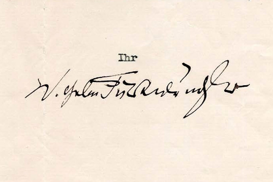 Raum Kurzes Glück und Entrechtung - im Bild die Unteschrift Wilhelm Furtwänglers
