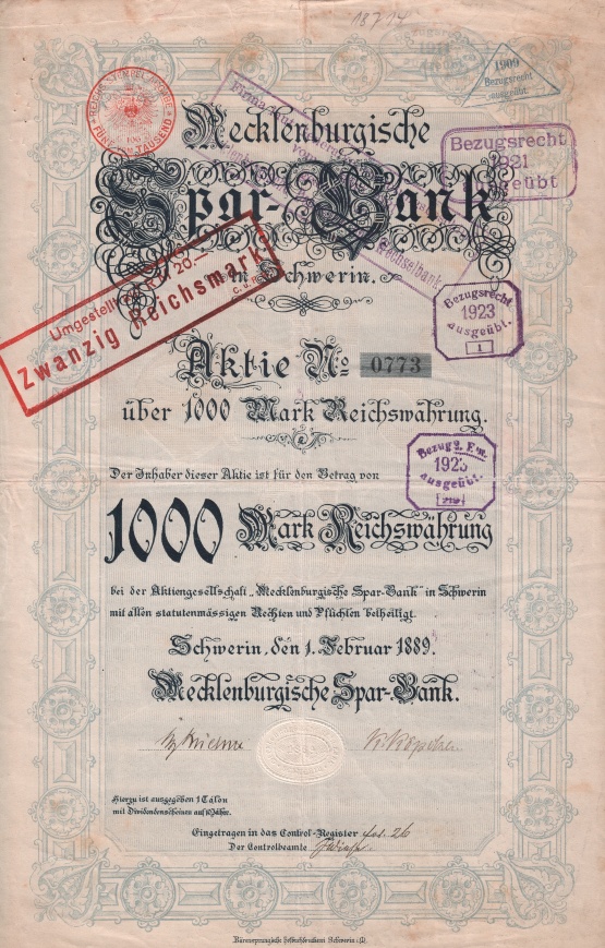 Mecklenburgische Sparbank © Sammlung Ulrich Brehm Bild