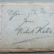 Karte mit dem handschriftlichen Text 